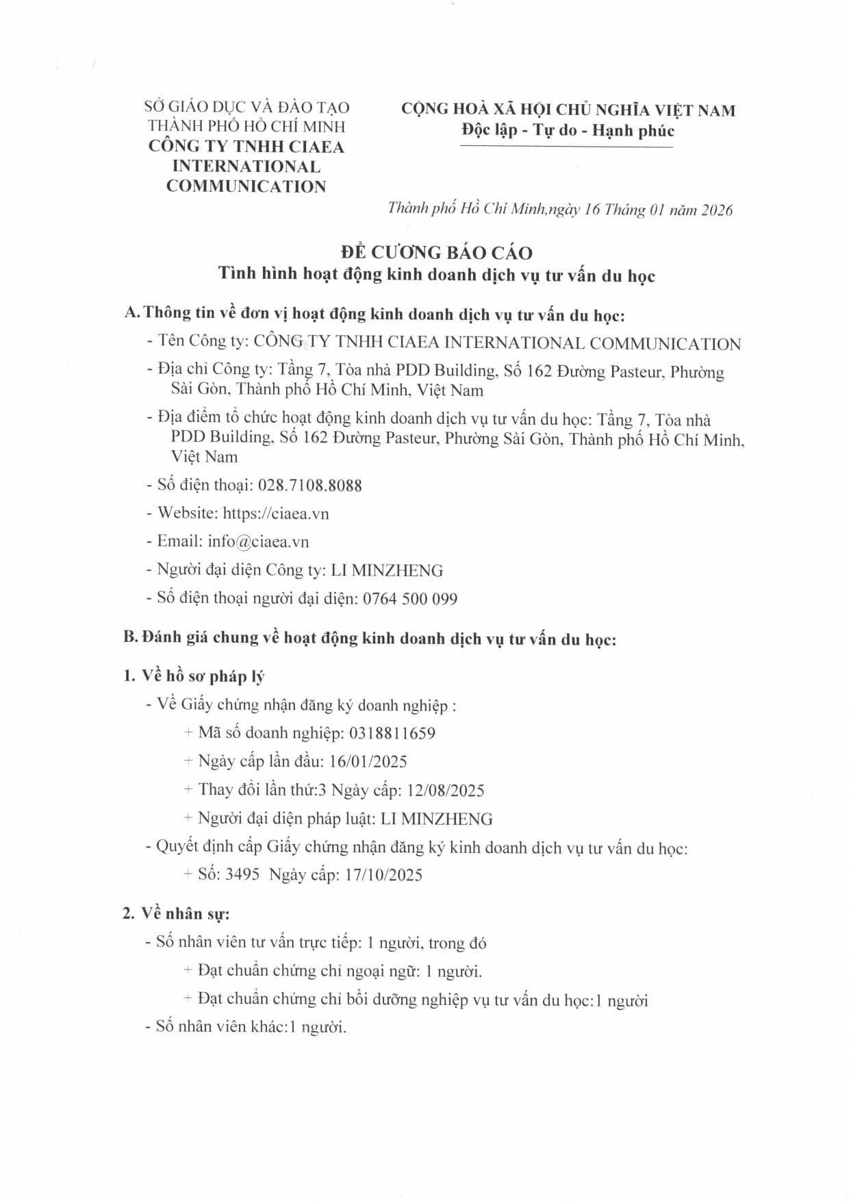 Báo cáo hoạt động hàng năm - Trang 1