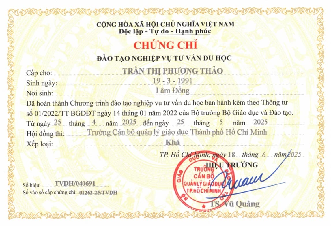 Chứng chỉ tư vấn du học - Trang 2
