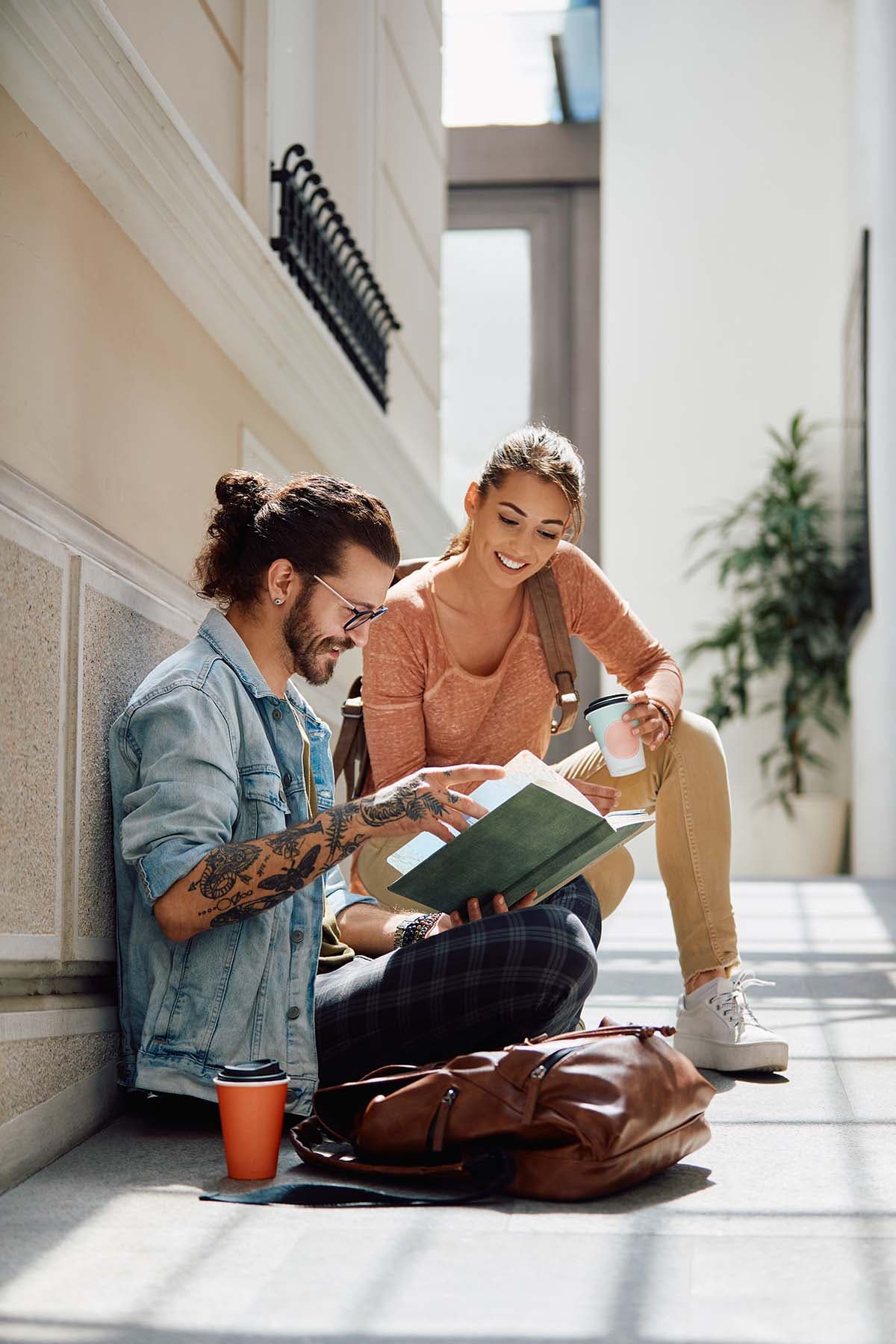Students in campus park